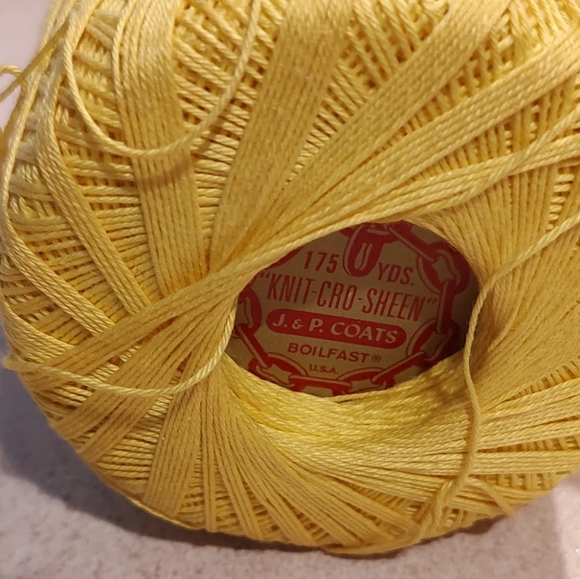 Vintage LOT of 2Crochet ThreadsJ+P CoatsKnit Cro SheenMustard yellowOne 4" - Picture 2 of 9